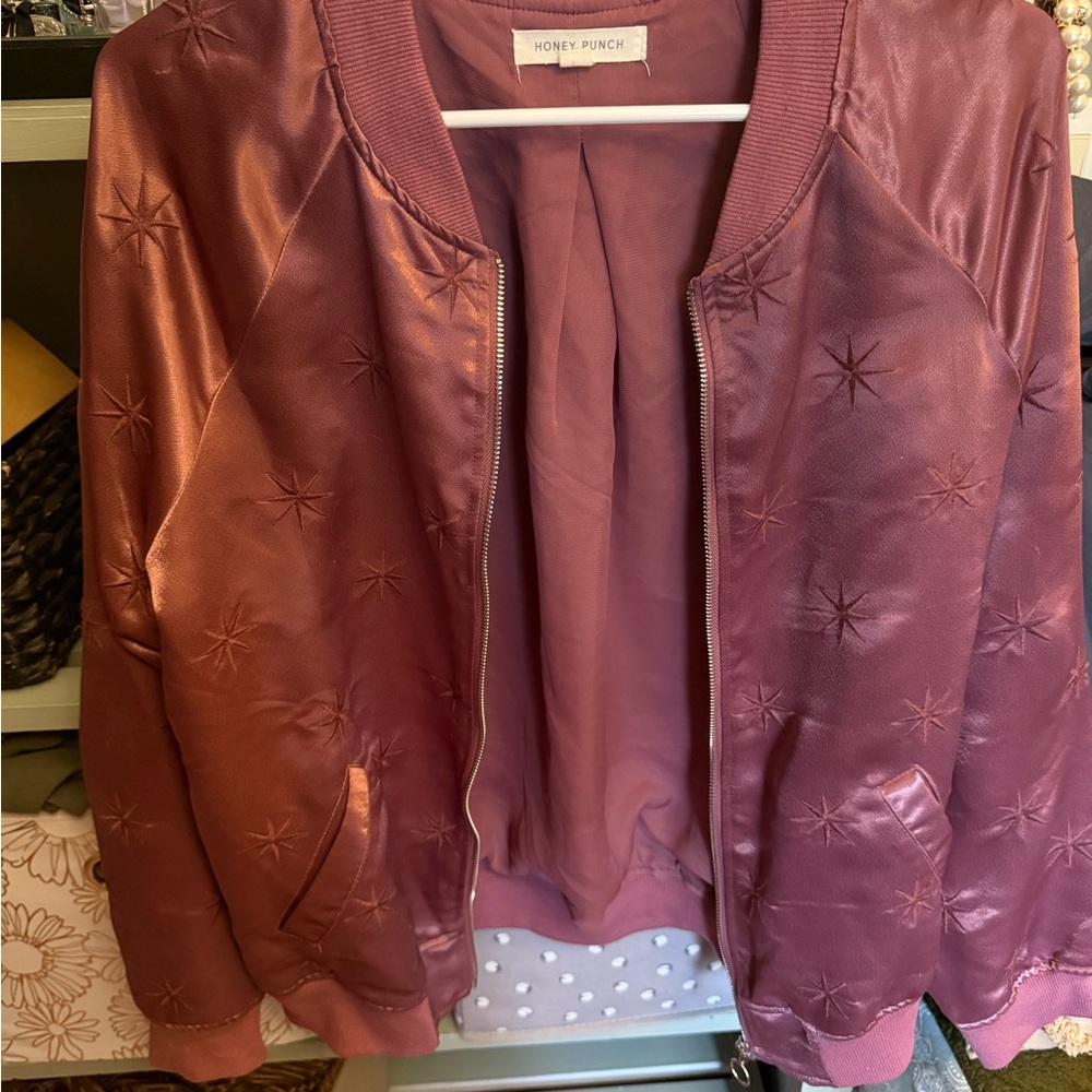 Women's Mauve Bomber Jacket Metallic Pink Bomber size M
